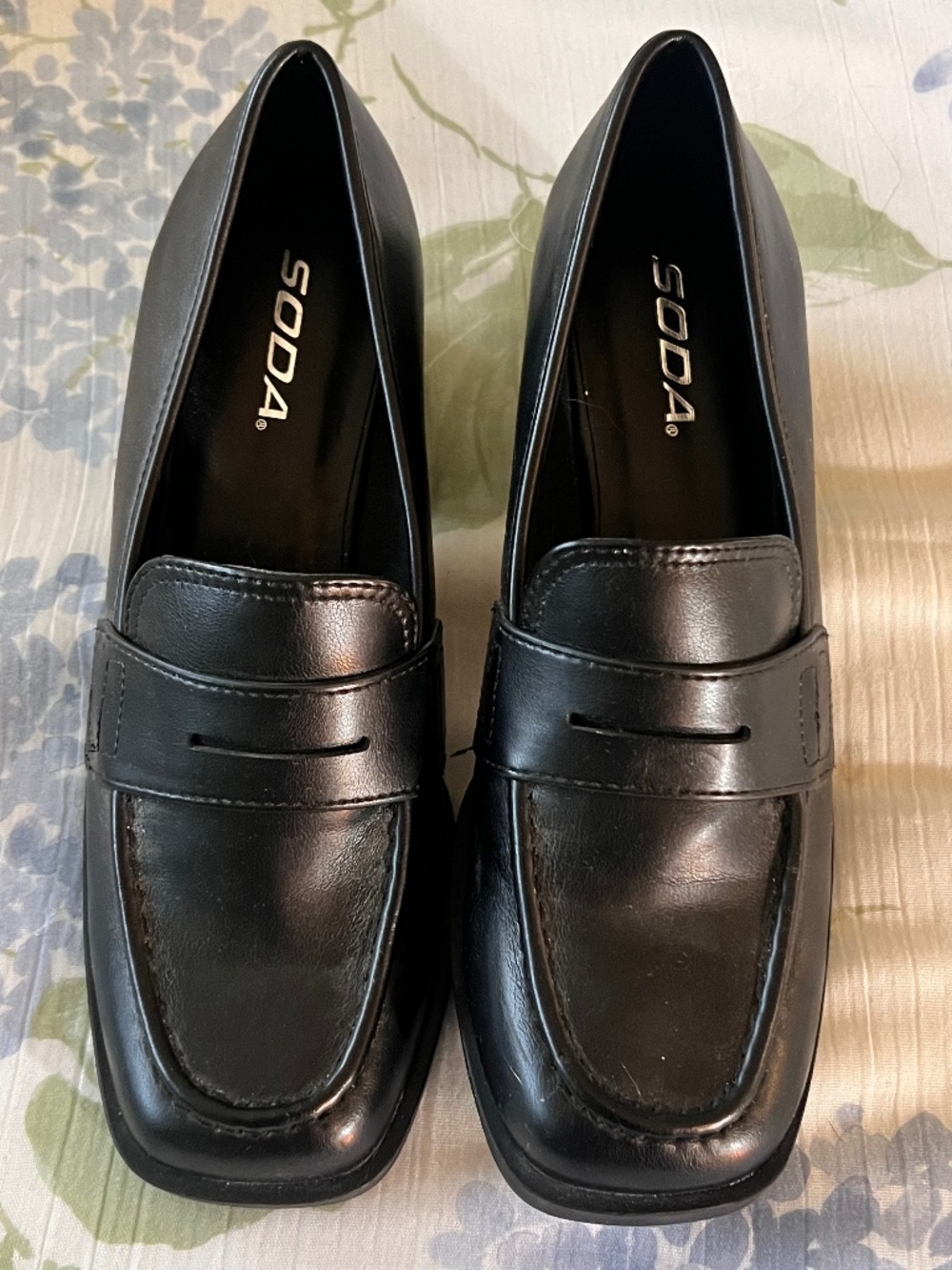 Black vegan leather penny loafers - NEVER WORN!